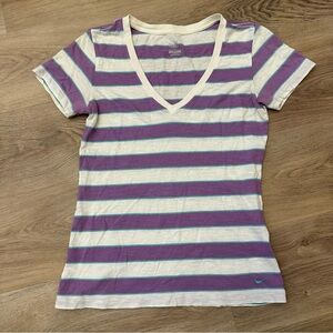 Nike Purple and White Striped Tee size M